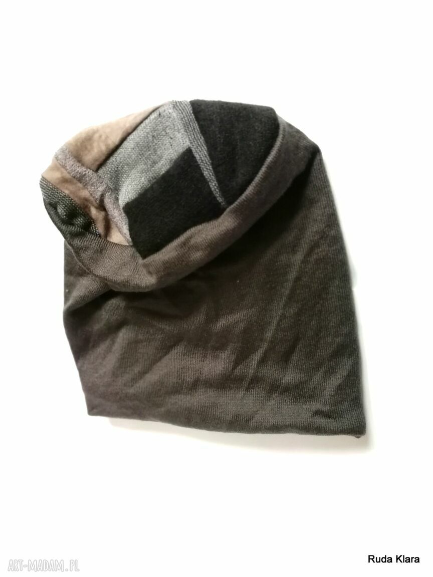 Długa czapka Smerfetka w szarościach - unisex na podszewce