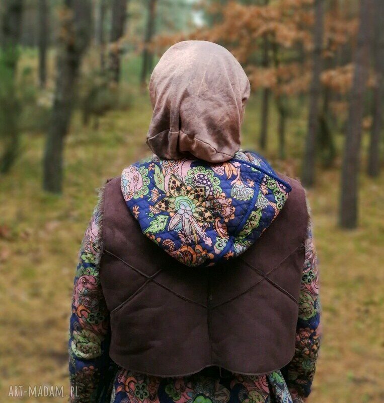 Czapka unisex ręcznie farbowana bawełna na podszewce (boho Ruda Klara)