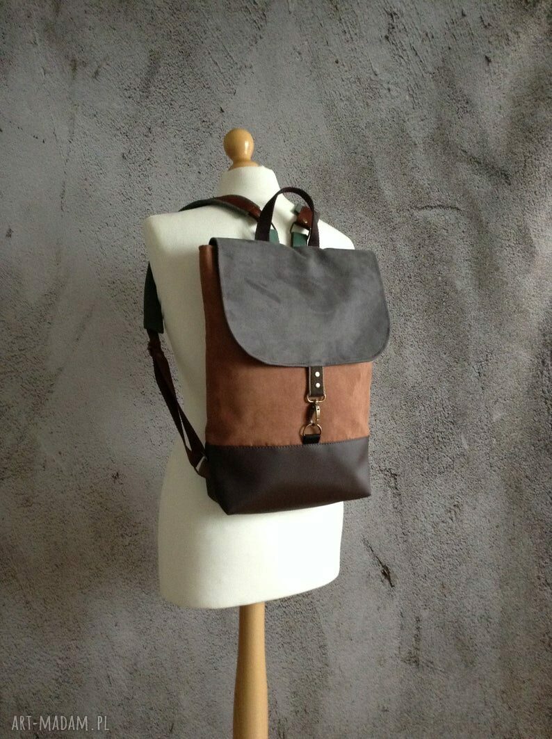 Plecak unisex do pracy na laptopa A4 - mini wegański handmade