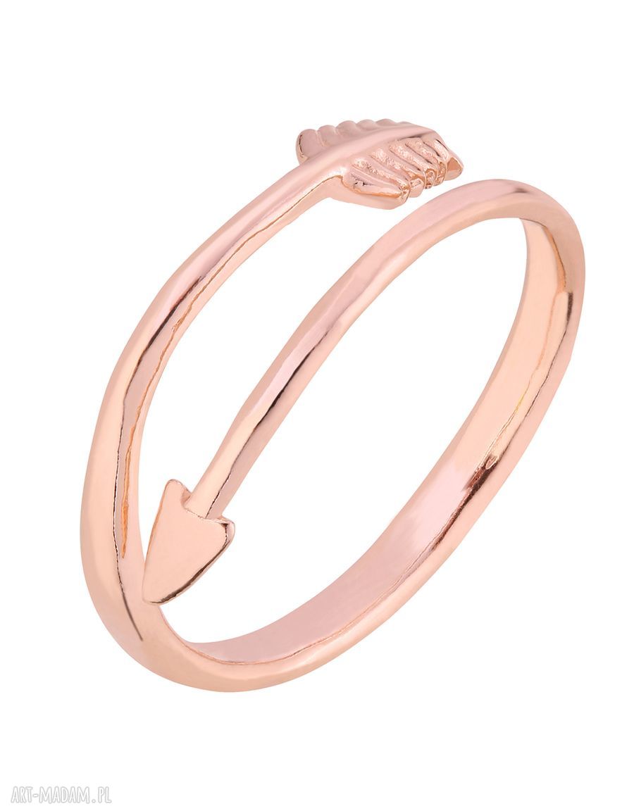 Pierścionek różowego złota strzałą zaciskany uniwersalny
