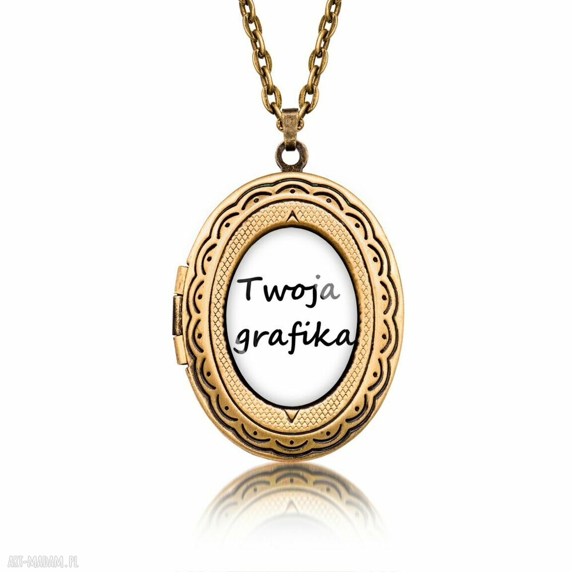 Sekretnik owalny z Twoją grafiką - personalizowany wisiorek handmade