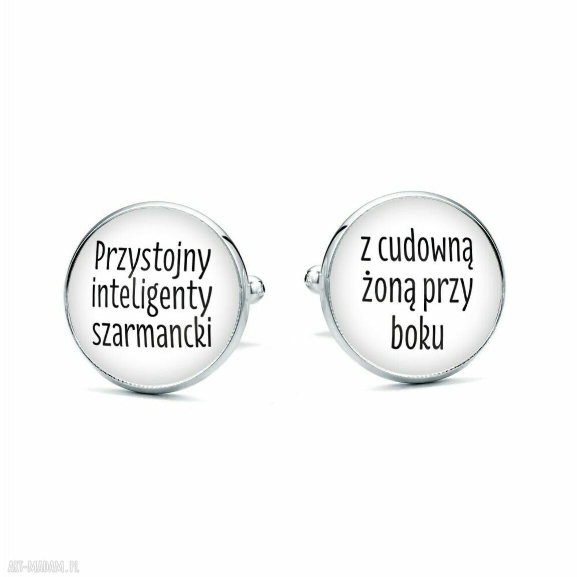 Spinki do mankietów PRZYSTOJNY - ręcznie robione, srebrna baza - prezent