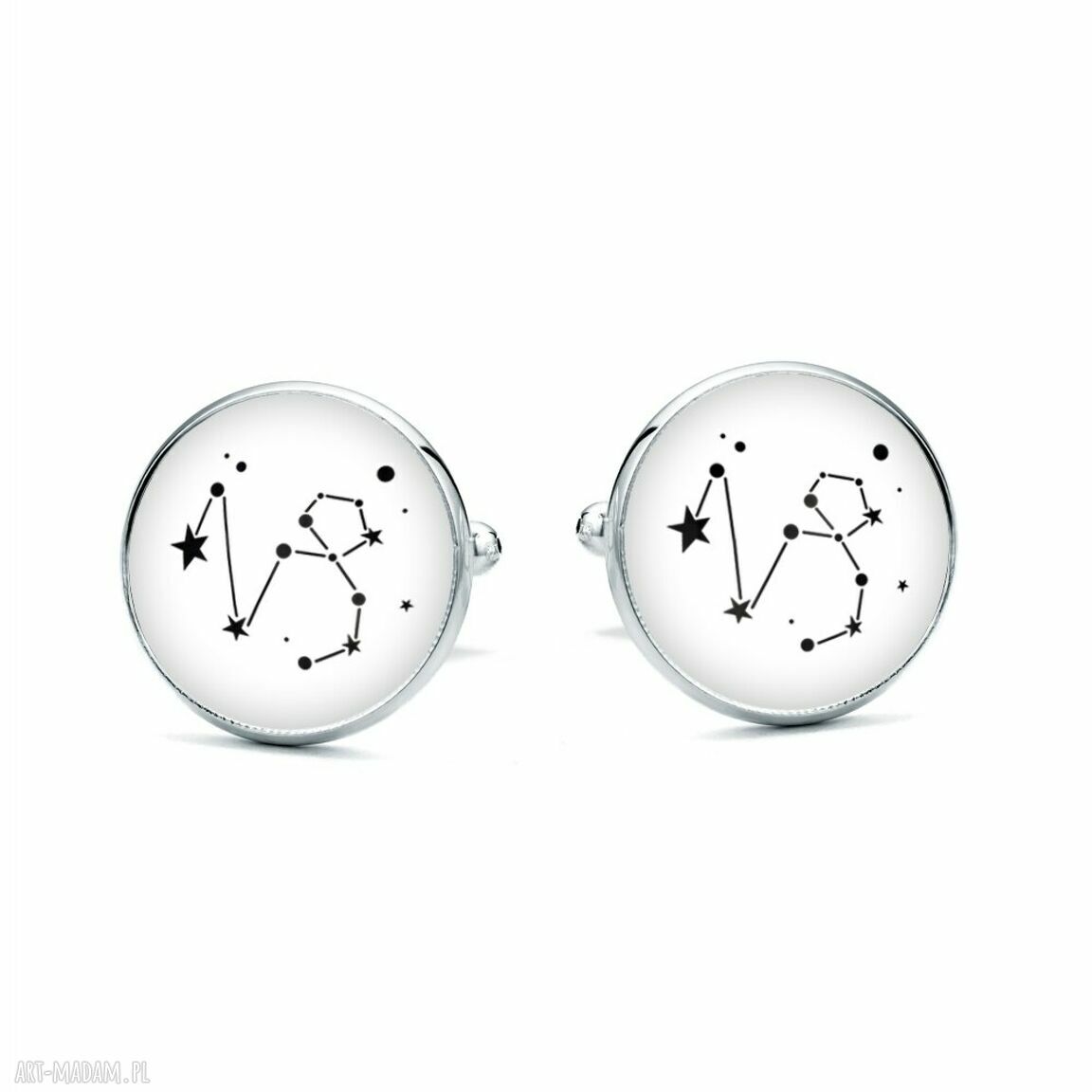 Spinki do mankietów Koziorożec - znak zodiaku i gwiazdy, ręcznie zdobione - prezent od art-Madam.pl