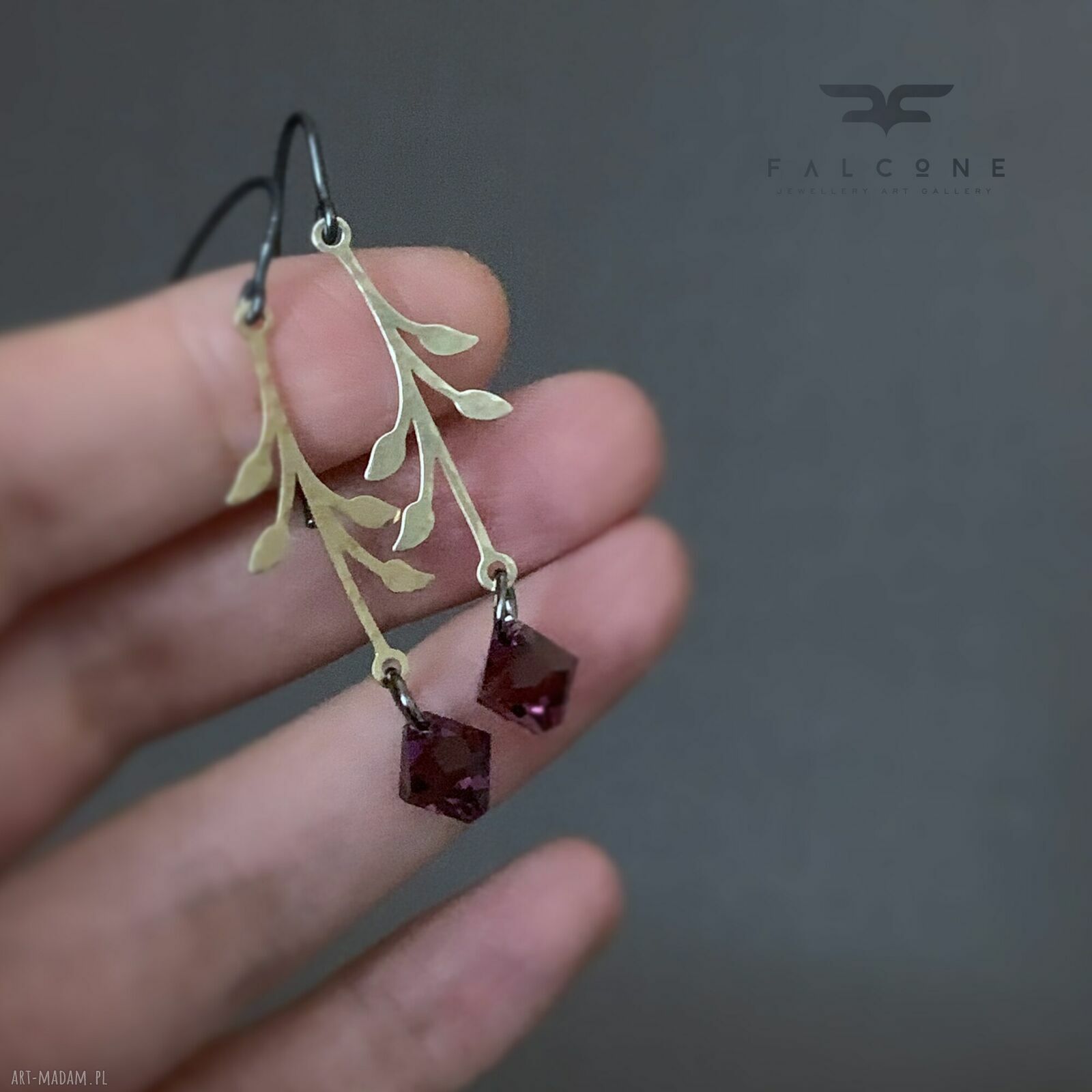 Kolczyki Urban Rose Purple - fioletowe z Swarovski i srebrnymi biglami