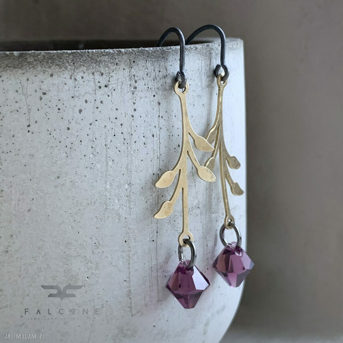 Kolczyki Urban Rose Purple - fioletowe z Swarovski i srebrnymi biglami