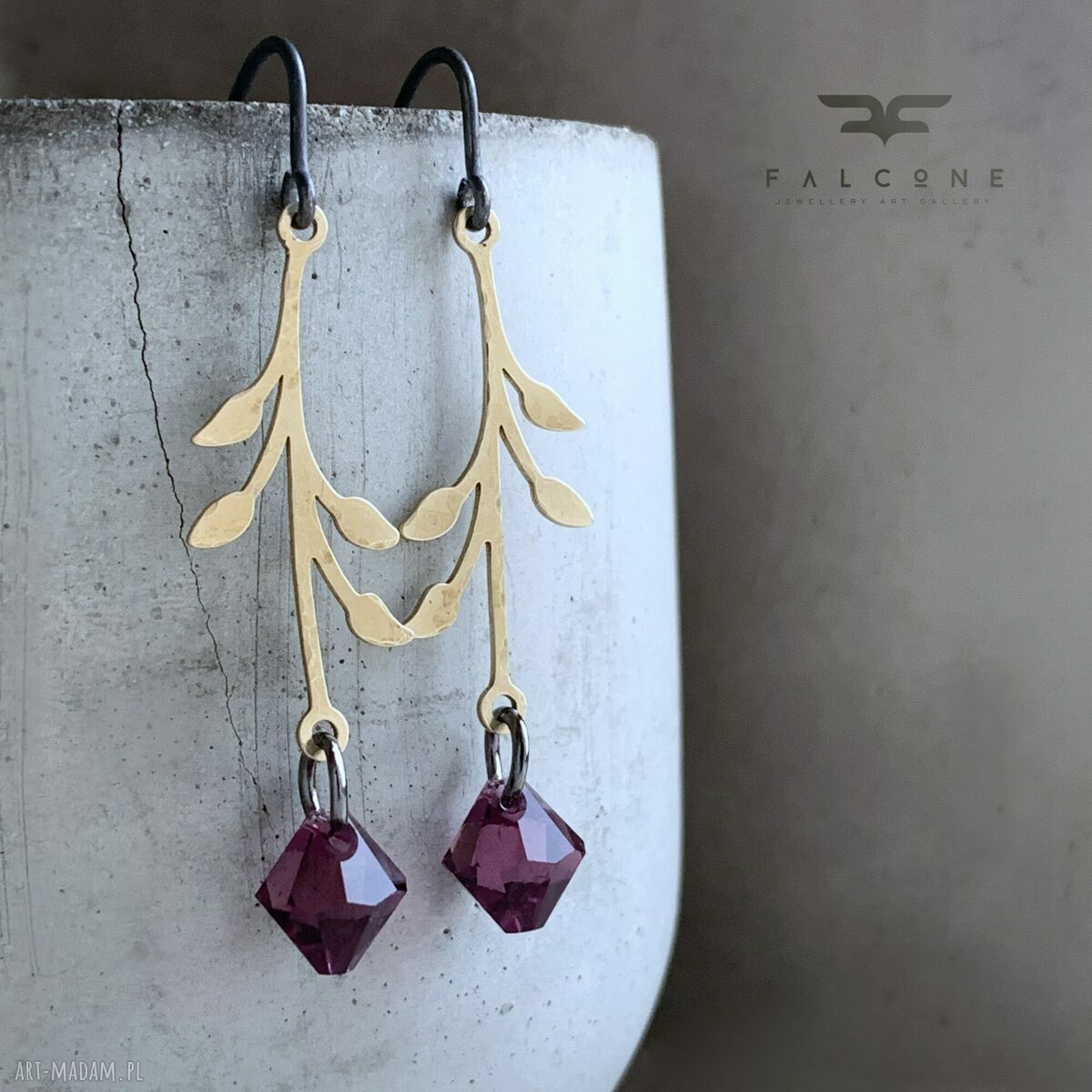 Kolczyki Urban Rose Purple - fioletowe z Swarovski i srebrnymi biglami