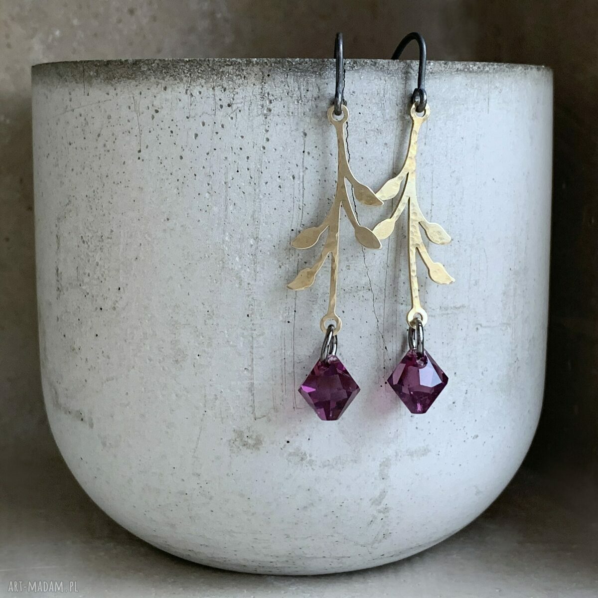 Kolczyki Urban Rose Purple - fioletowe z Swarovski i srebrnymi biglami
