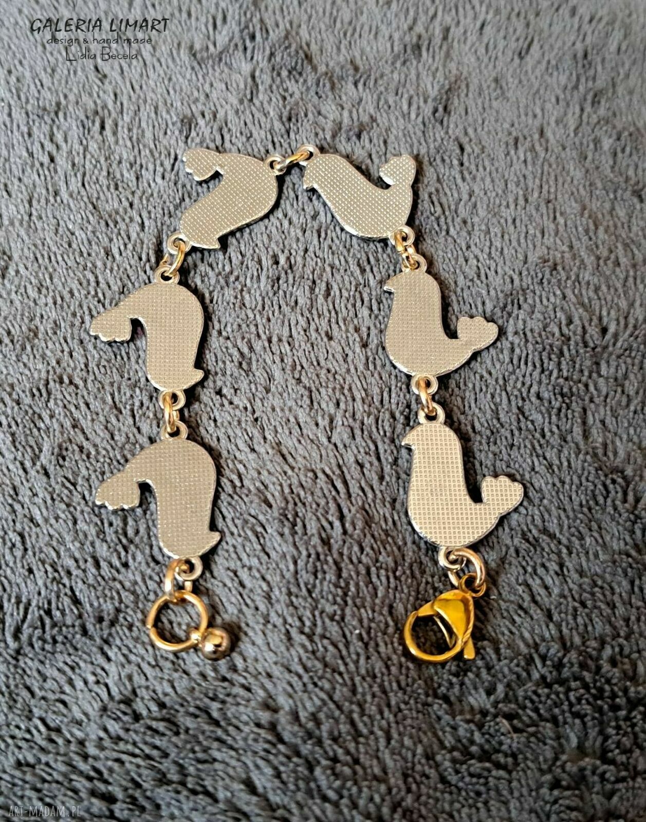 Urocza bransoletka boho z kolorowymi emaliowanymi ptaszkami - handmade