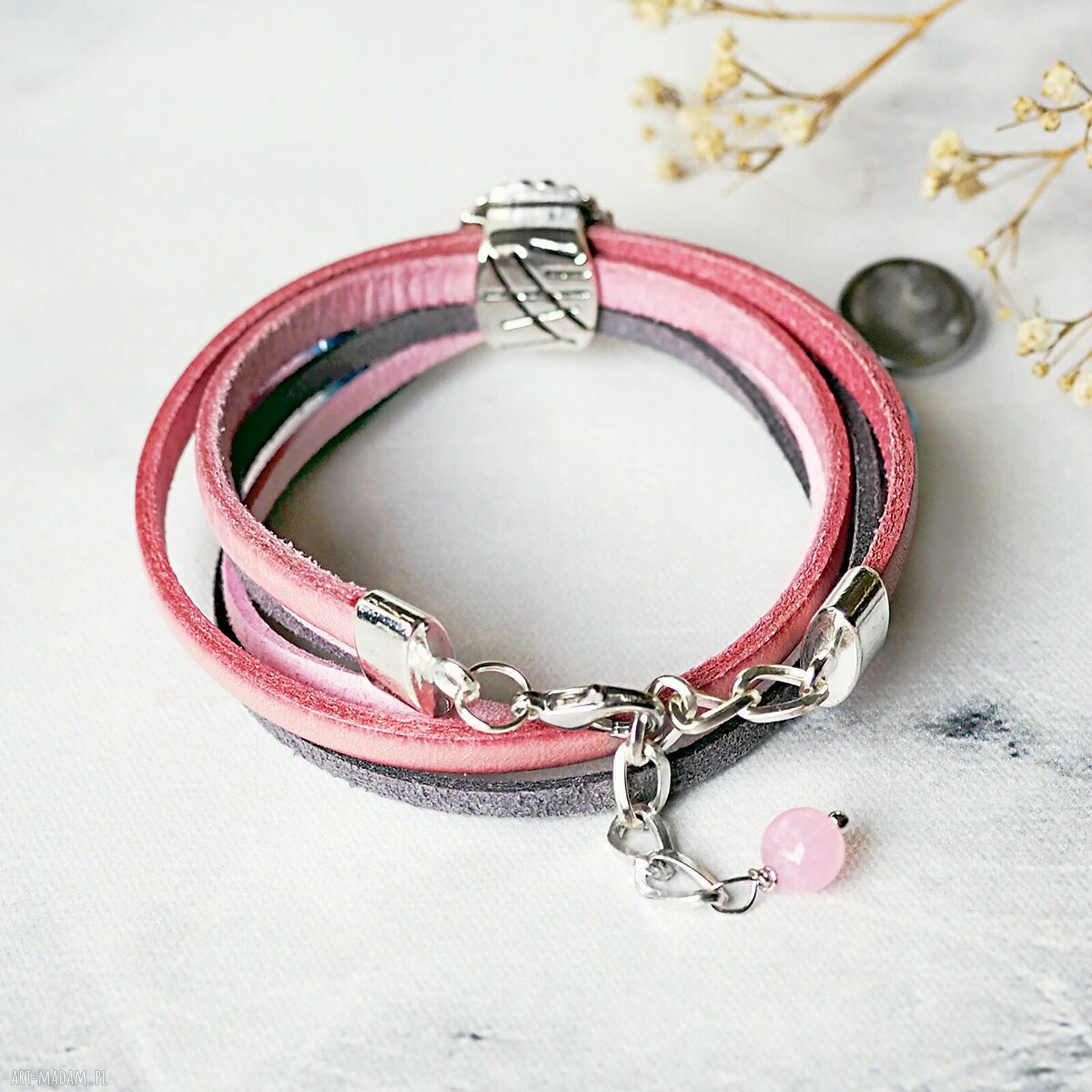 Urocza oplatana bransoletka „Nebula Pink” ze szkłem 3D i zawieszką