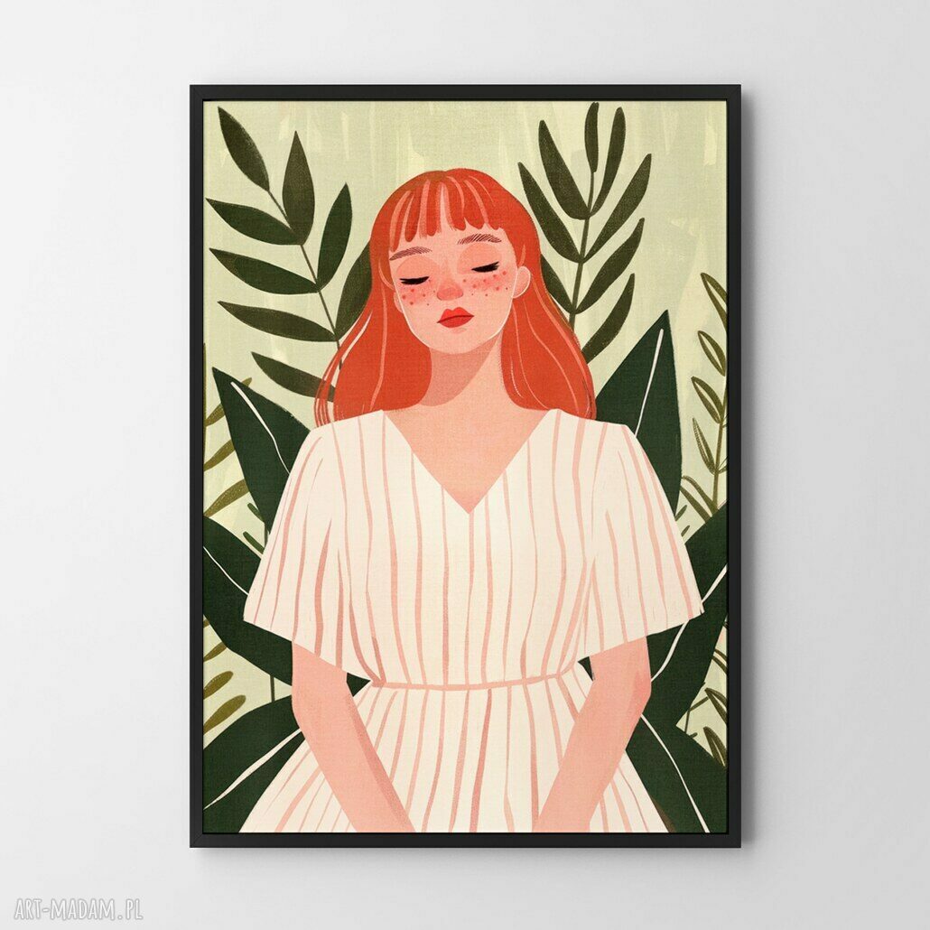 Kolorowy plakat Urocza dziewczyna 40x50 cm - ilustracja Hogstudio