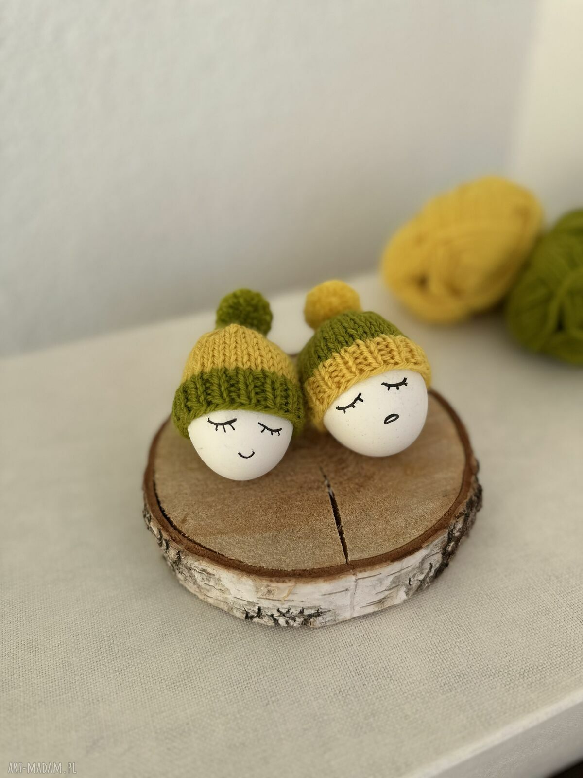 Czapeczki na jajka wielkanocne - zestaw 2 sztuk ręcznie robionych na drutach