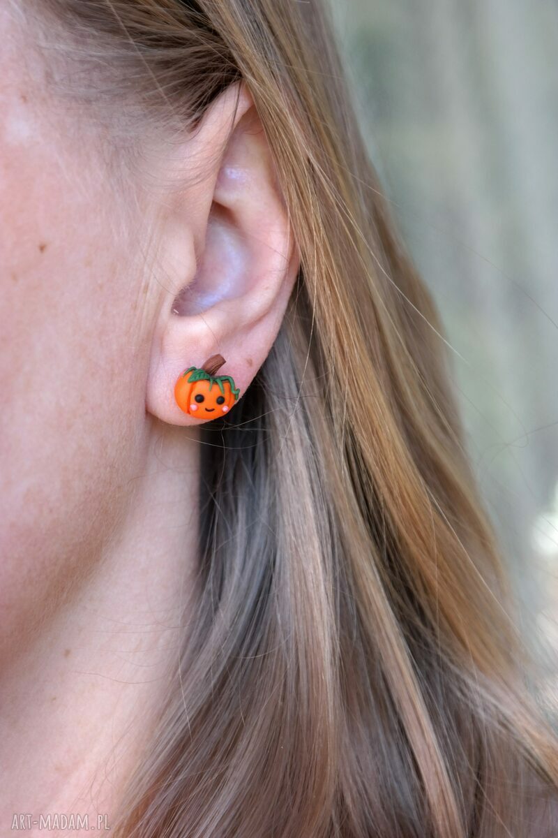 Urocze kolczyki dynie na Halloween - rozmiar 12 mm, stal chirurgiczna