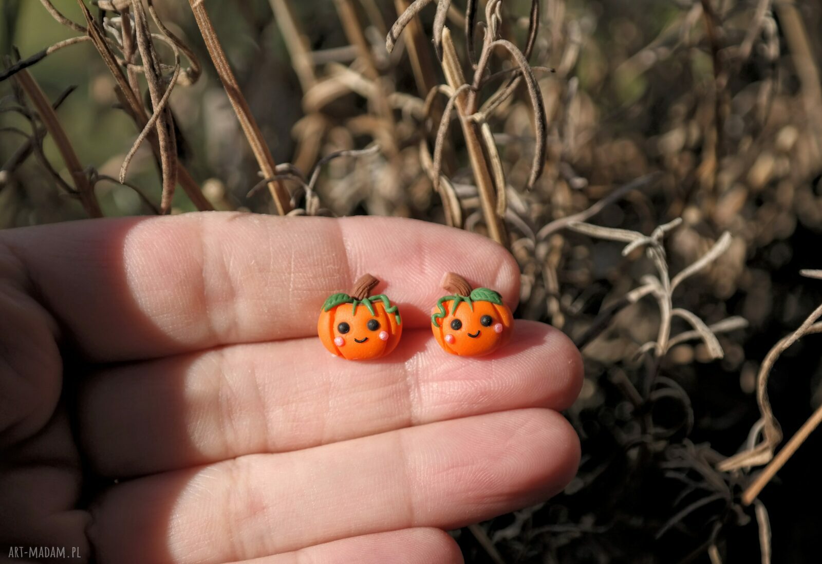Urocze kolczyki dynie na Halloween - rozmiar 12 mm, stal chirurgiczna
