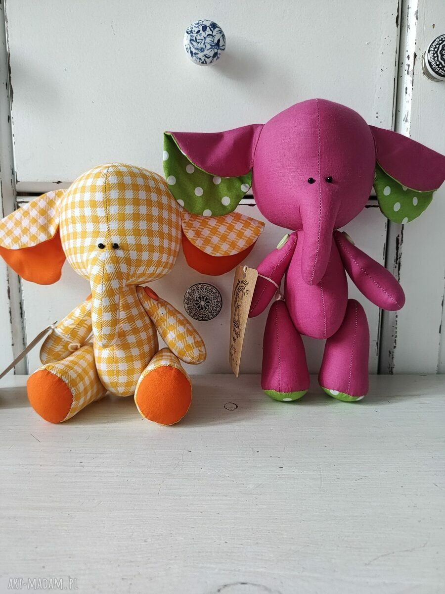 Uroczy słonik ręcznie szyty - pluszak 25 cm na prezent szczęście
