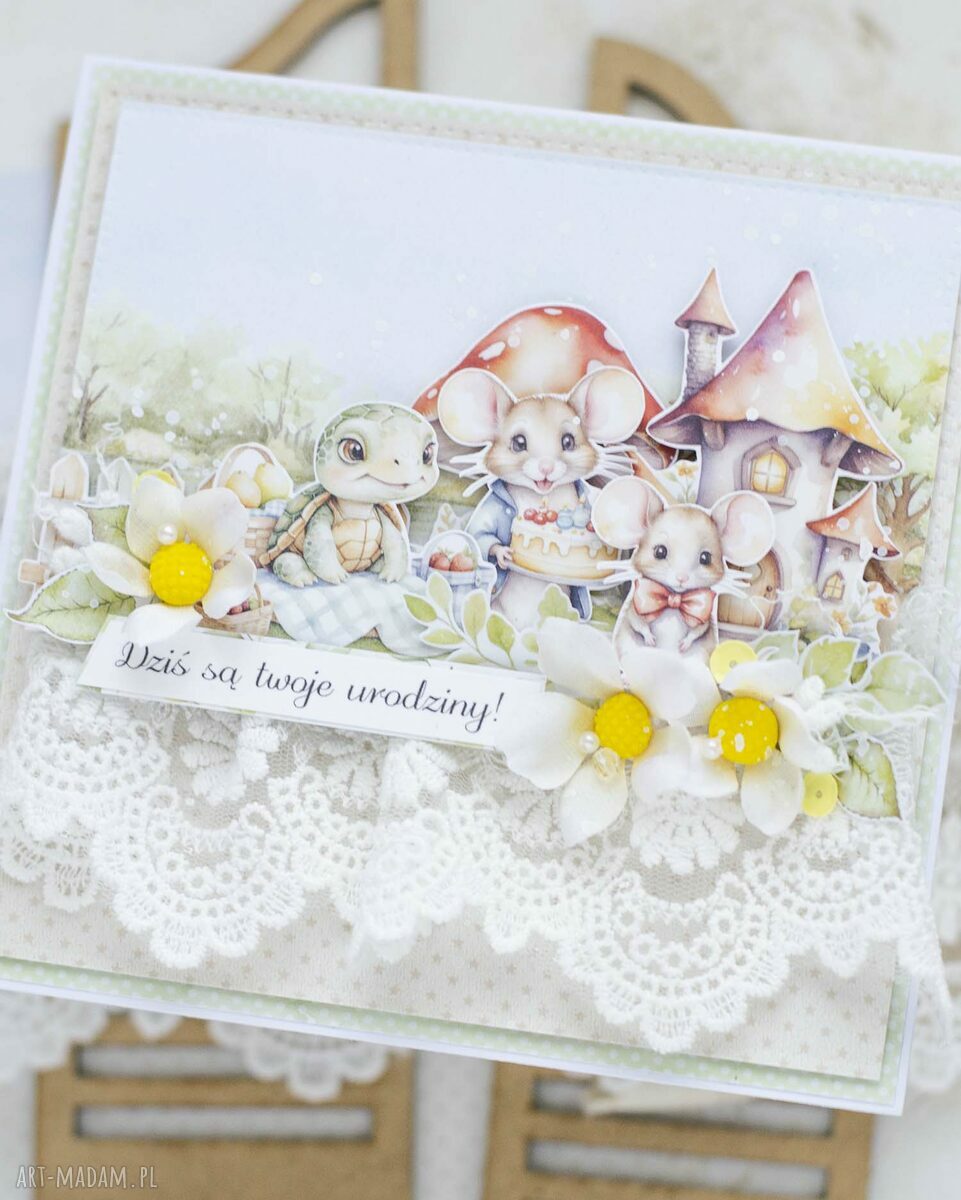Kartka urodzinowa dla dziecka na roczek - ręcznie robiona scrapbooking