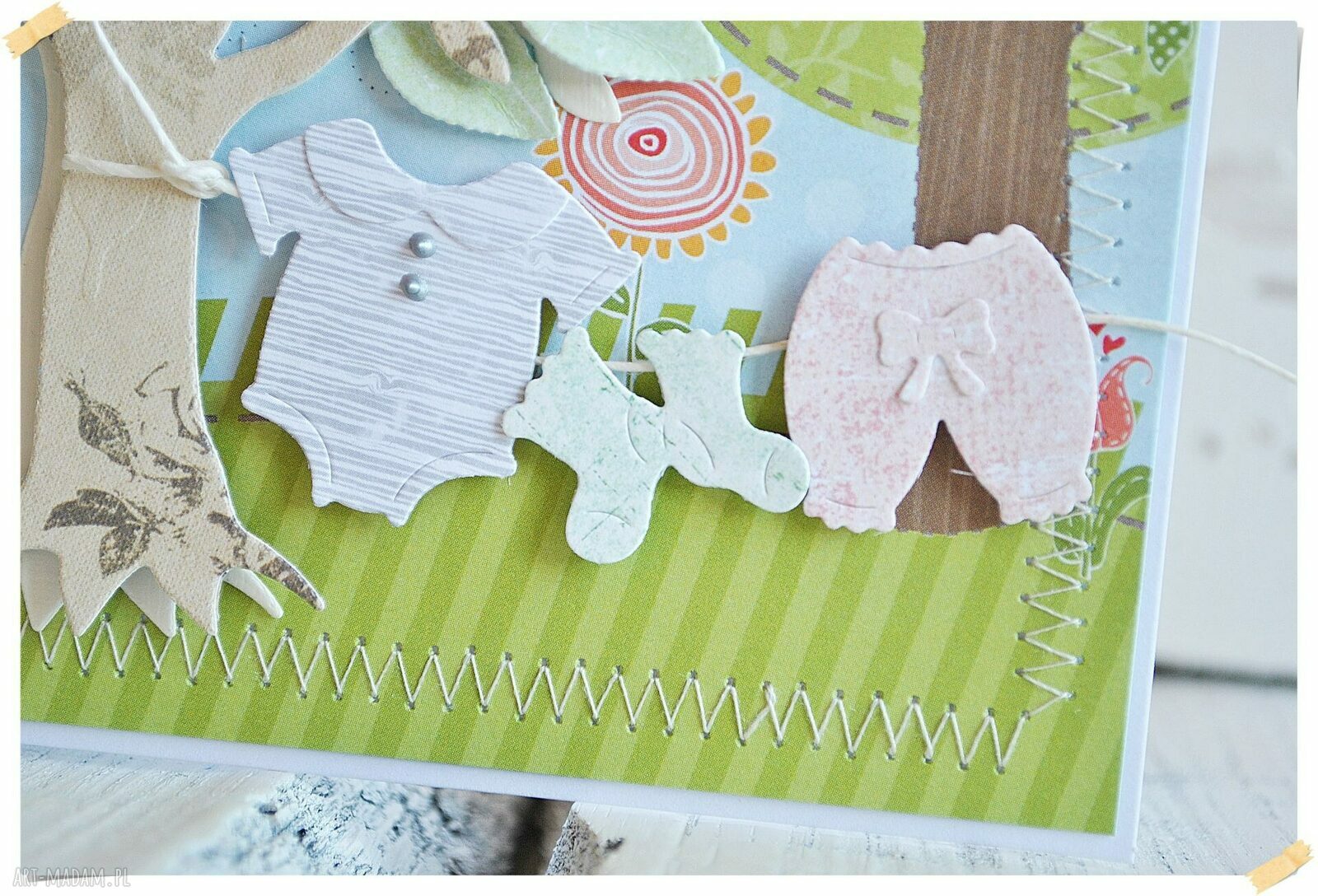 Kartka urodzinowa dla dziecka - ręcznie robiona w stylu scrapbook