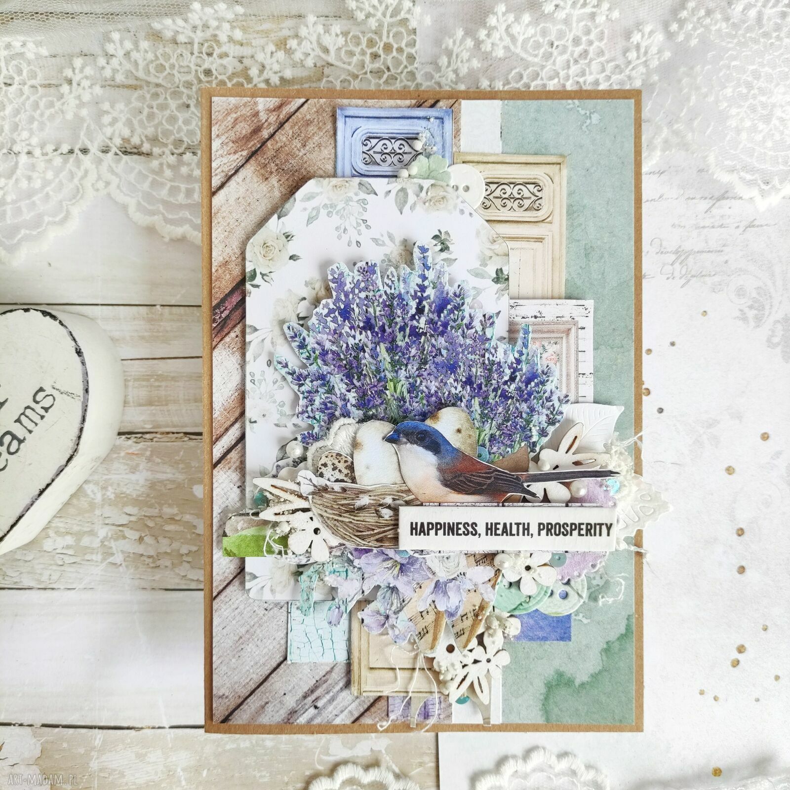 Kartka urodzinowa z życzeniami - ręcznie robiona scrapbooking