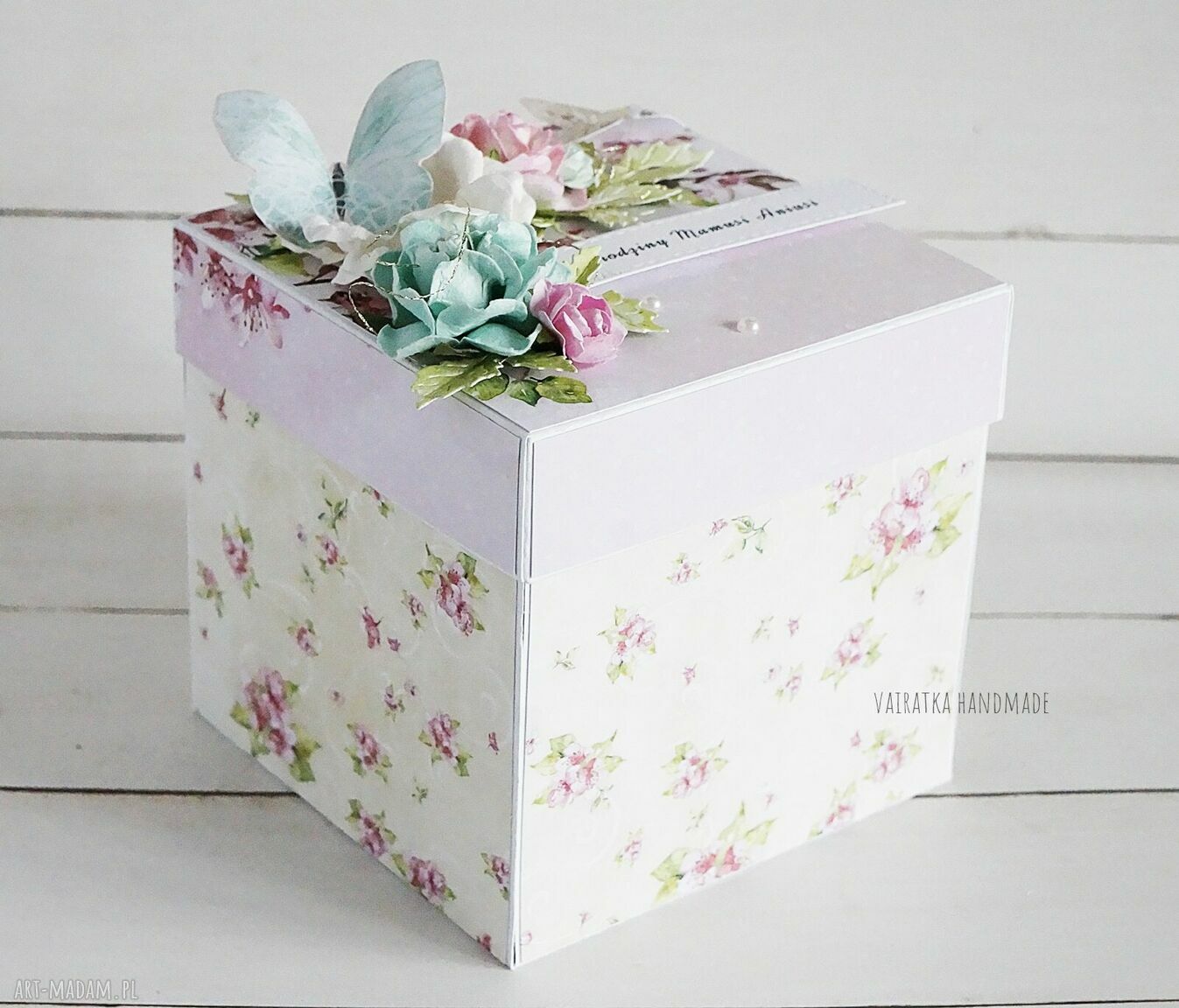 scrapbooking kartki: Urodzinowy exploding box z tortem na zamówienie hand made