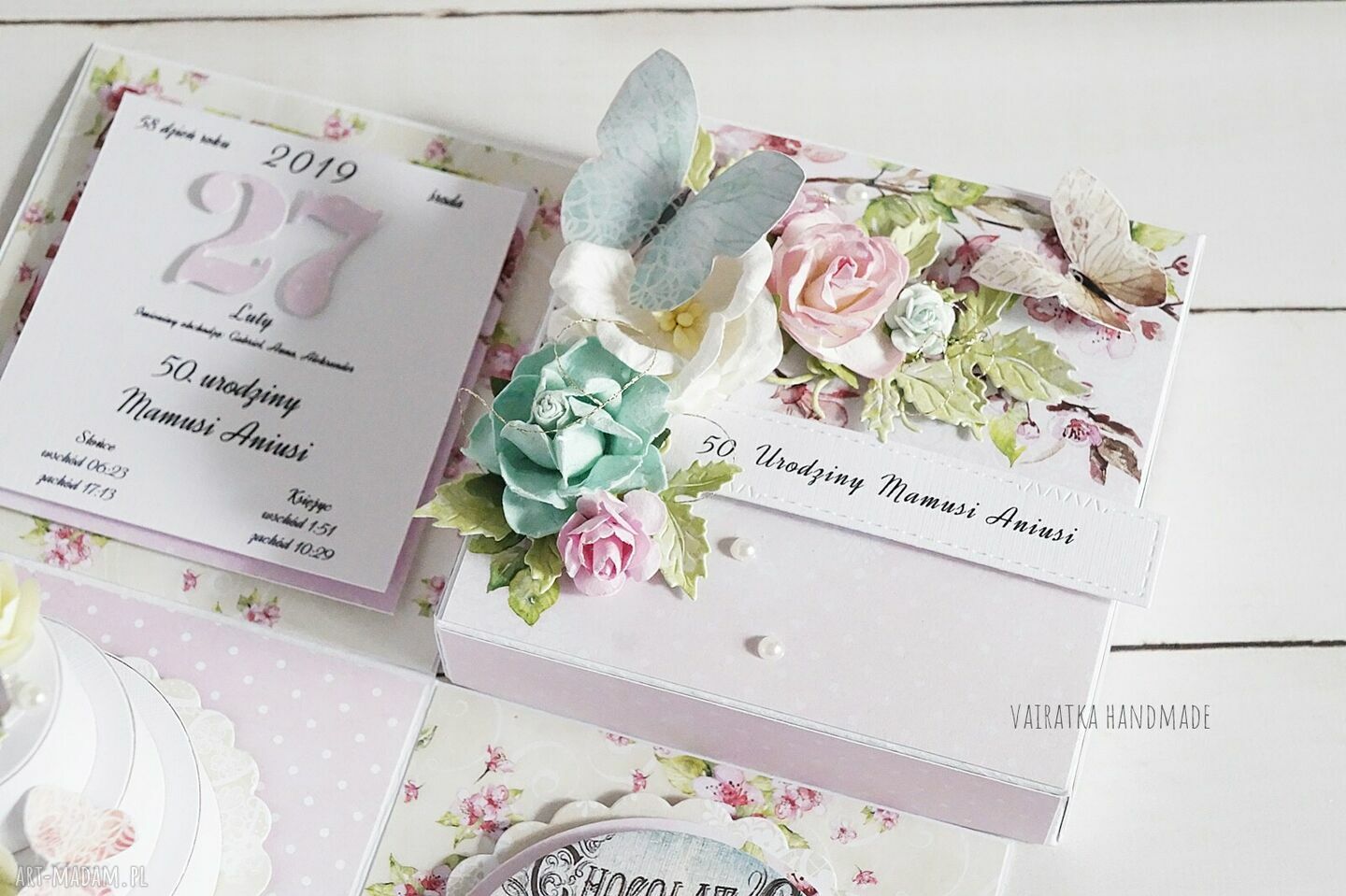 scrapbooking kartki: Urodzinowy exploding box z tortem na zamówienie hand made