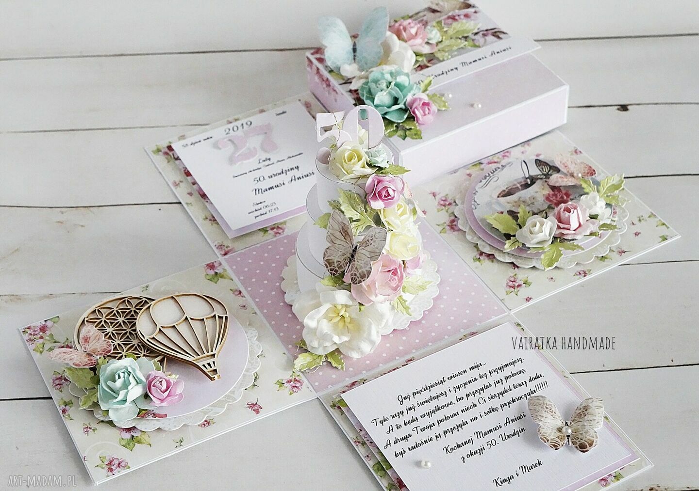 scrapbooking kartki: Urodzinowy exploding box z tortem na zamówienie hand made