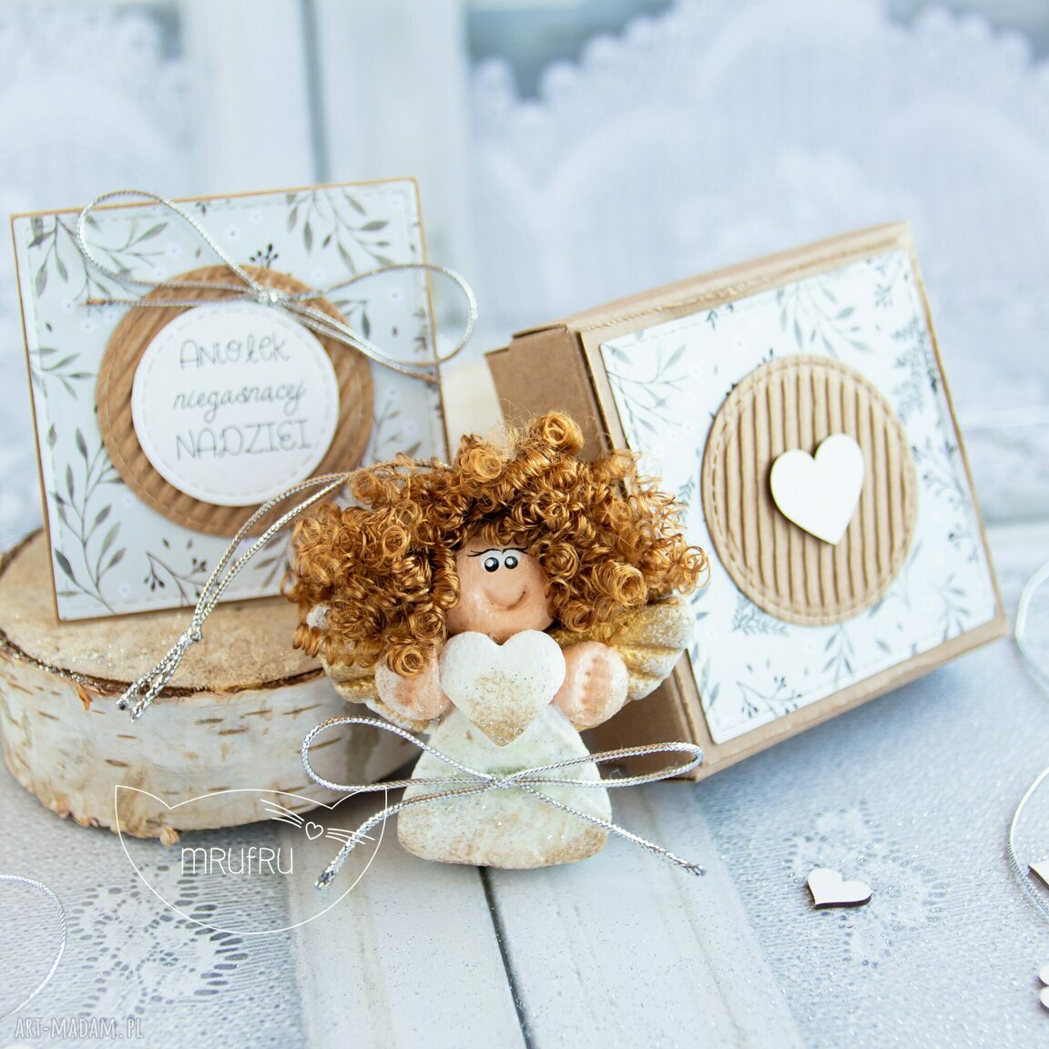 Aniołek nieustającej nadziei personalizowana kartka pudełeczko