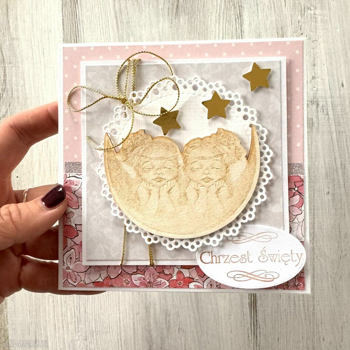 Kartka dla dziewczynek bliźniaczki bliźnięta dziewczynki chrzest