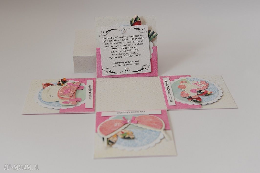 Pudełko box na 18 urodziny - ręcznie robione scrapbooking z niespodzianką