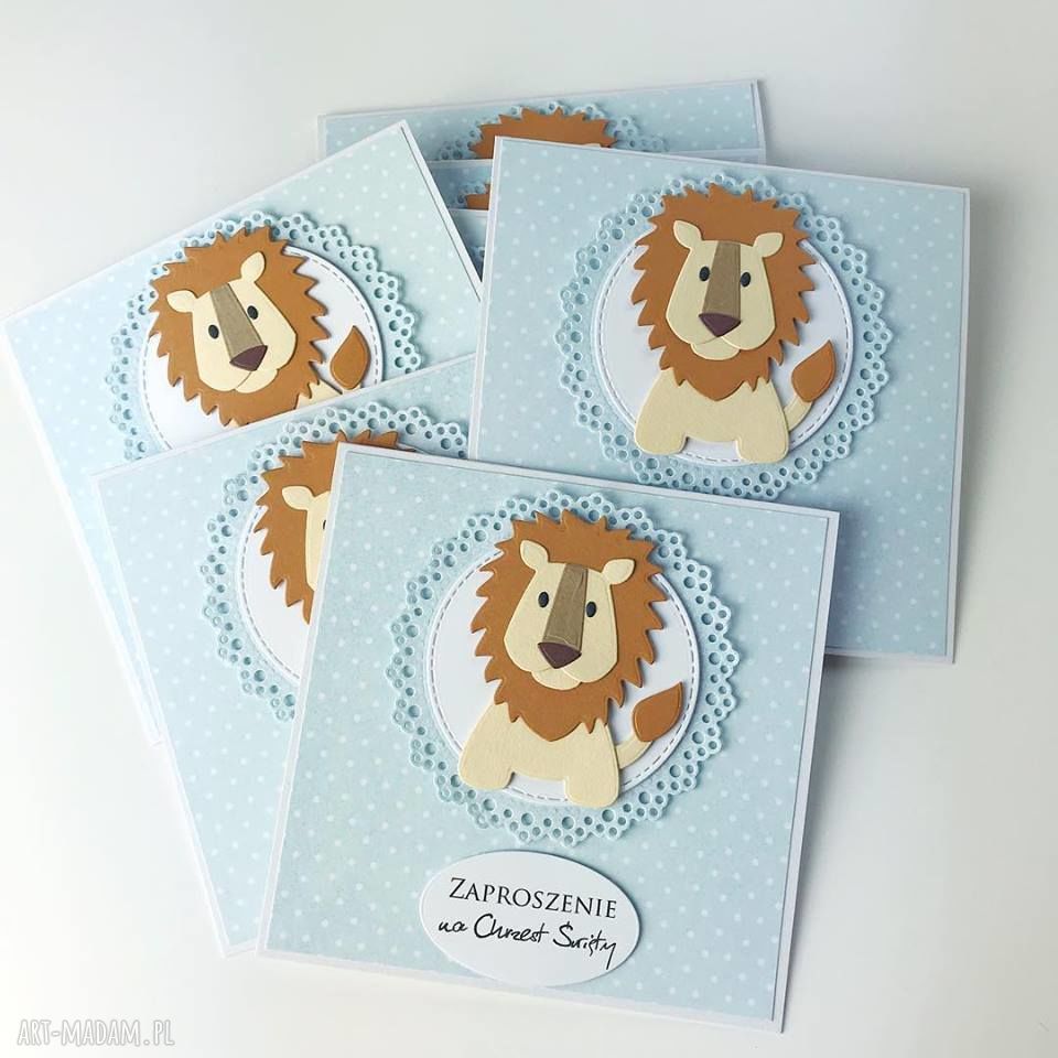 lwem zaproszenie lew kartka roczek urodziny chrzest