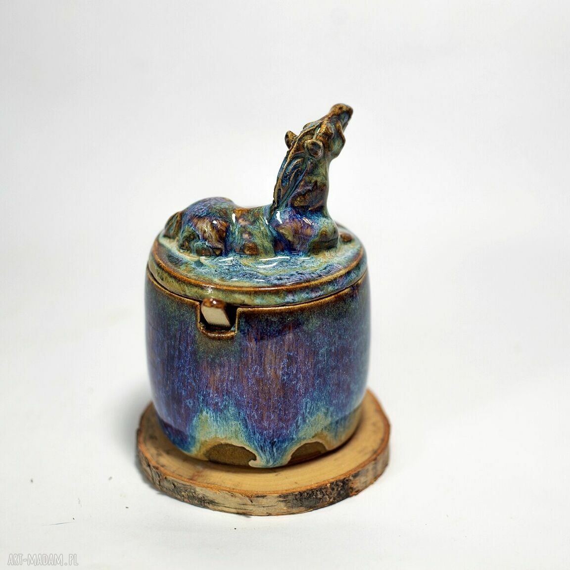 Urokliwa cukiernica - pojemnik z figurką konia Opal 300 ml (ceramika handmade)