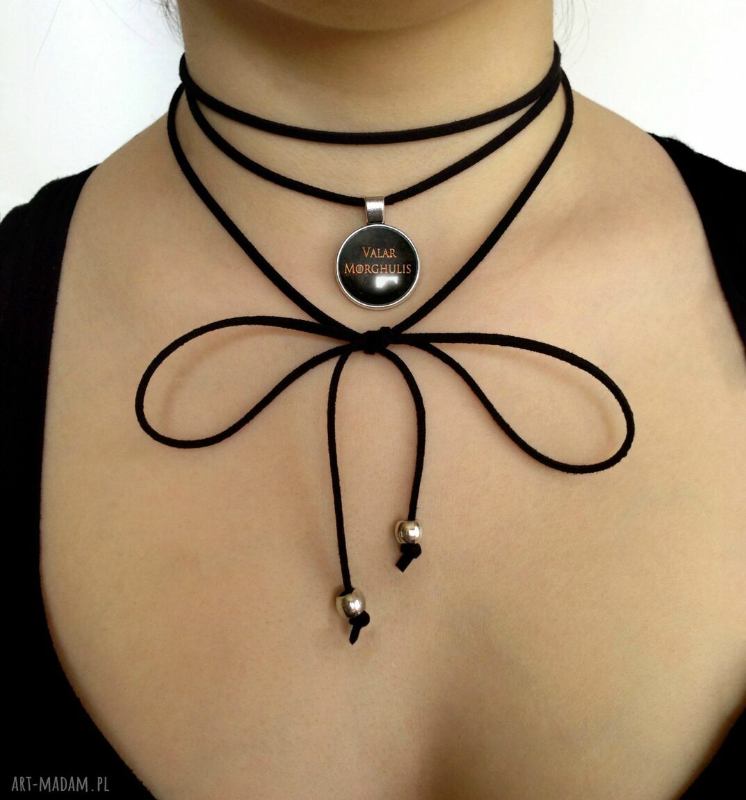 Valar morghulis choker gra tron ręcznie robiony wysokiej jakości