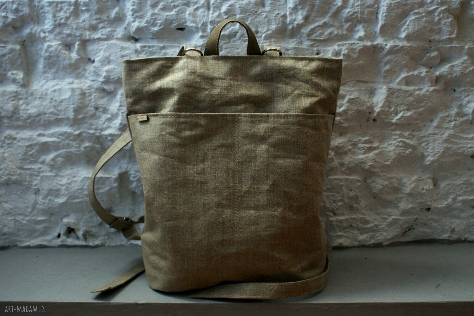 Plecak rowerowy z lnu roweLOVE Pocket format A4, regulowane uszy