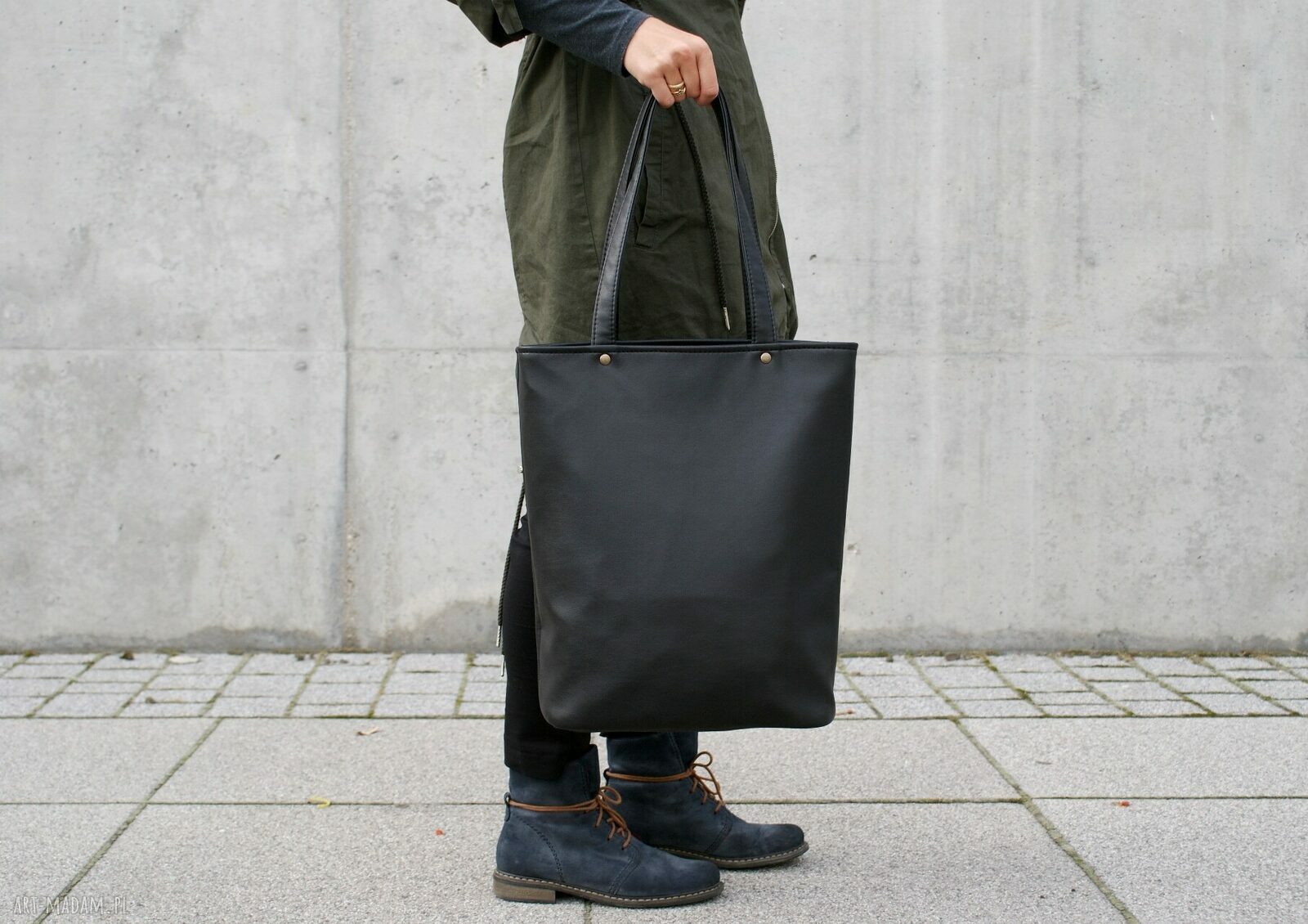 Shopper czerń gładki Hand Made