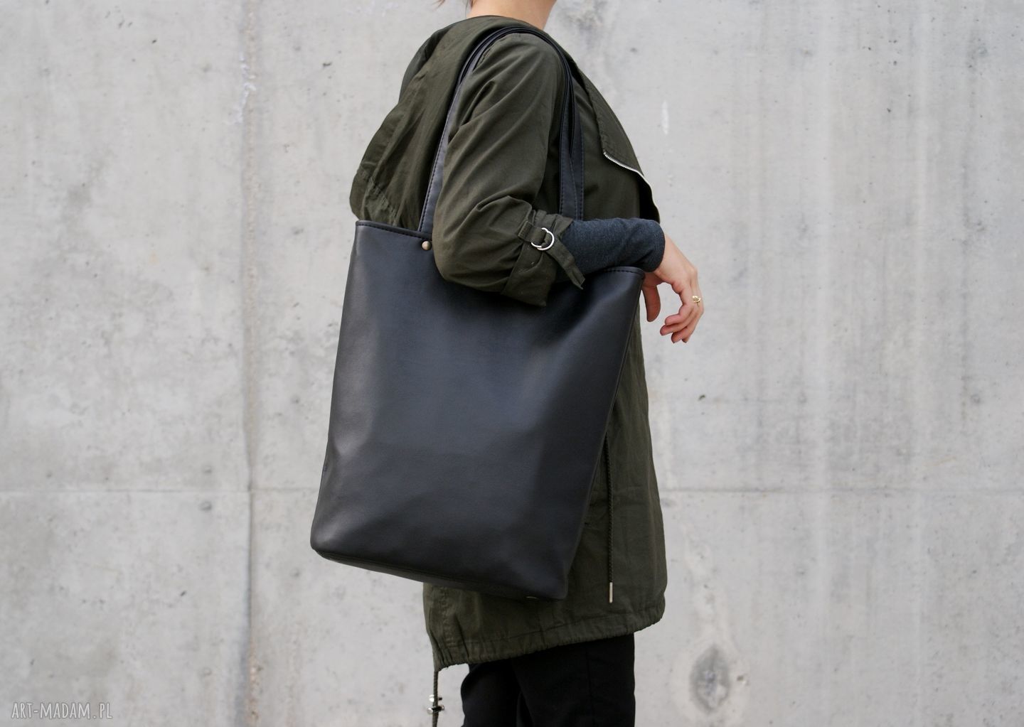 Shopper czerń gładki Hand Made