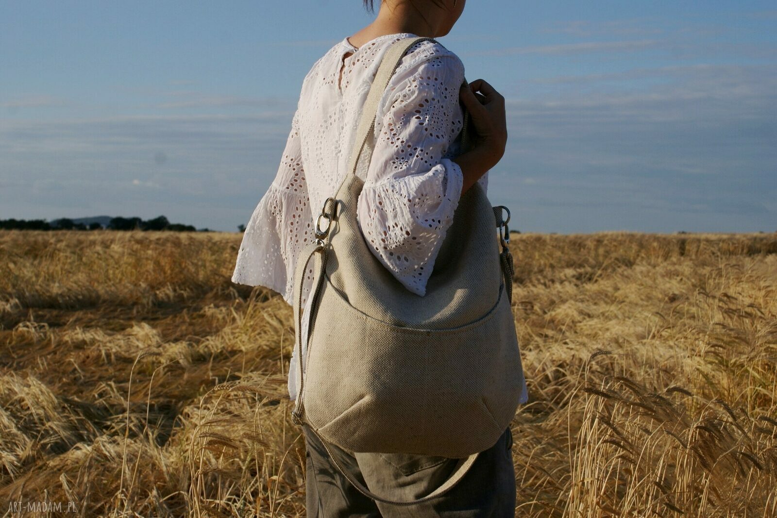 Workówka plecionka len vegan torebka torba hobo boho lato zgrabna