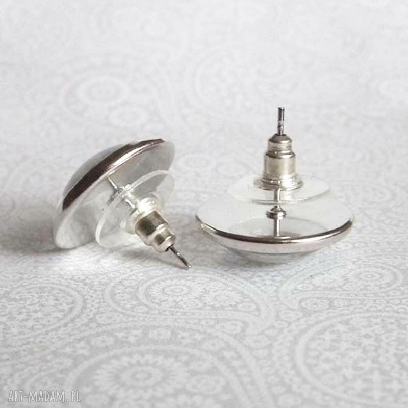 Vertigo Yellow - żółte kolczyki wkrętki z grafiką pod szkłem (hipoalergiczne)