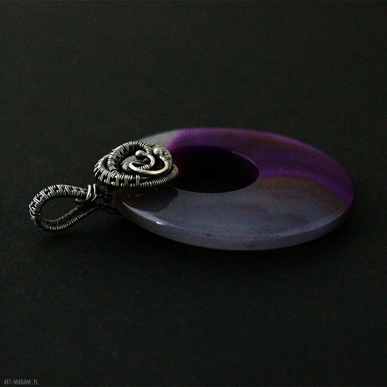 Vienna - duży wisiorek wire-wrapping z fioletowym agatem