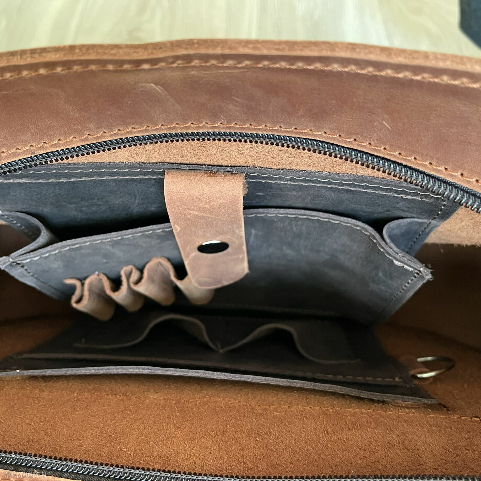 na ramię: Jasno brązowa torba Shopperka ze skóry Crazy Horse. Autorskie