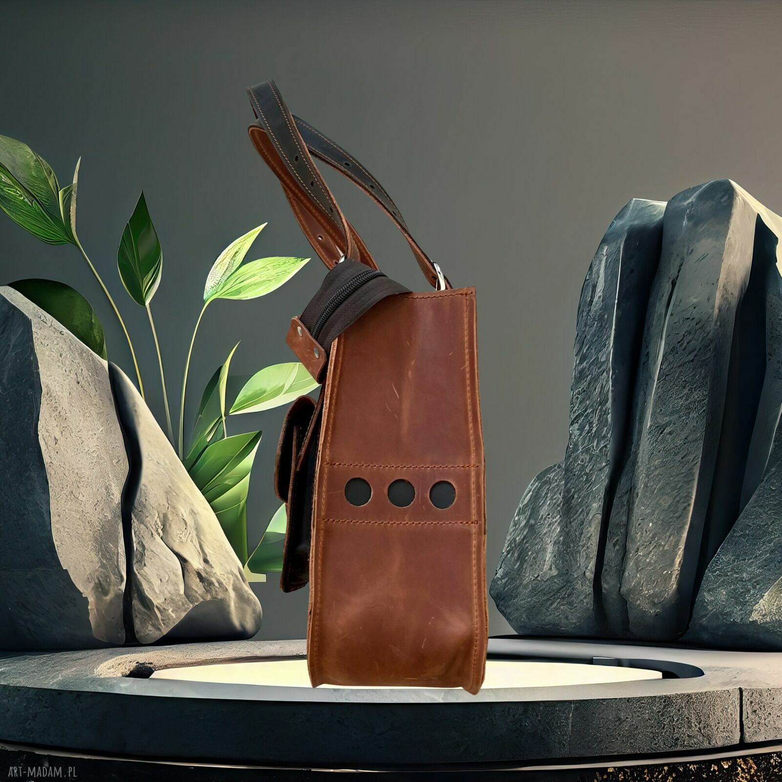 na ramię: Jasno brązowa torba Shopperka ze skóry Crazy Horse. Autorskie