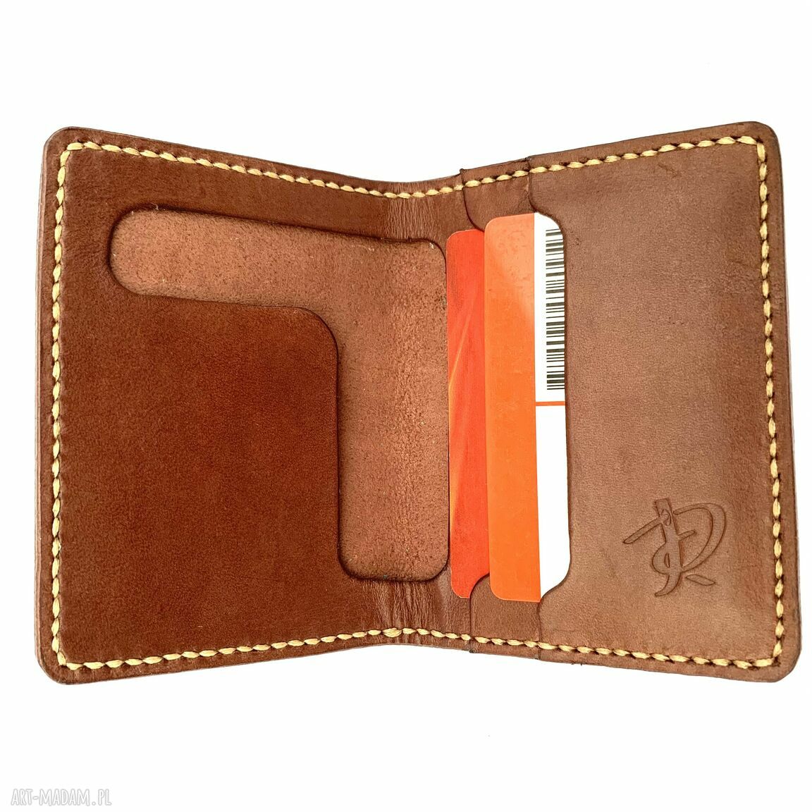 portfele: Portfel brązowy ze skóry ręcznie uszyty. Handmade