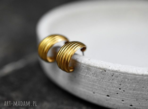 Kolczyki vintage z lat 70 - MINI CREOLEN - mini kółka z mosiądzu