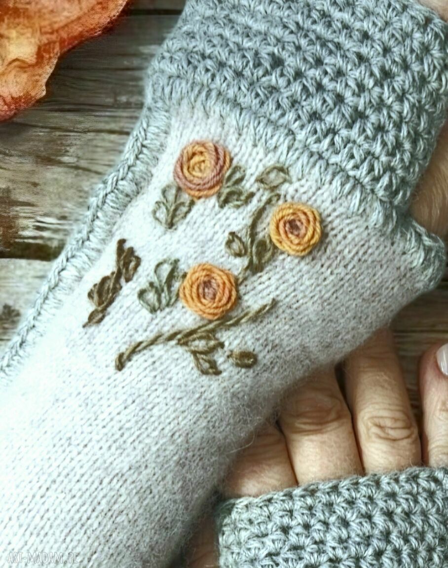 rękawiczki: Rękawiczki mitenki Garden handmade