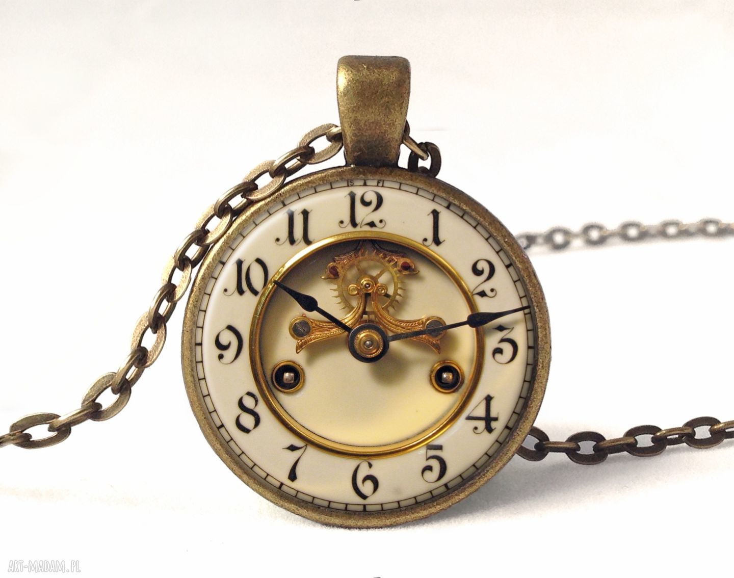 Stary zegar foto medalion łańcuszkiem vintage naszyjnik prezent