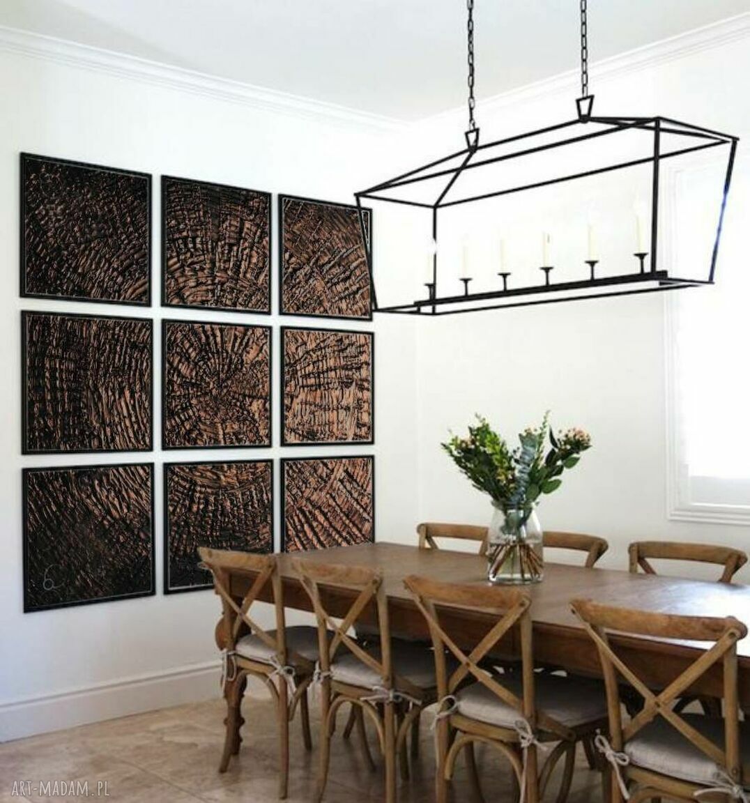 Vintage Sun 180x180 cm - zestaw 9 obrazów strukturalnych 60x60