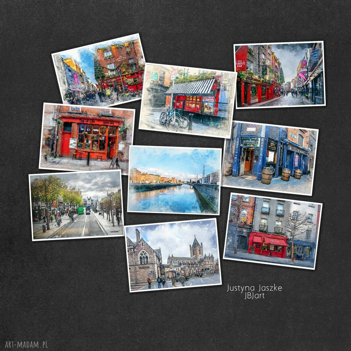 Dublin w akwareli - zestaw 9 grafik 13x18 cm
