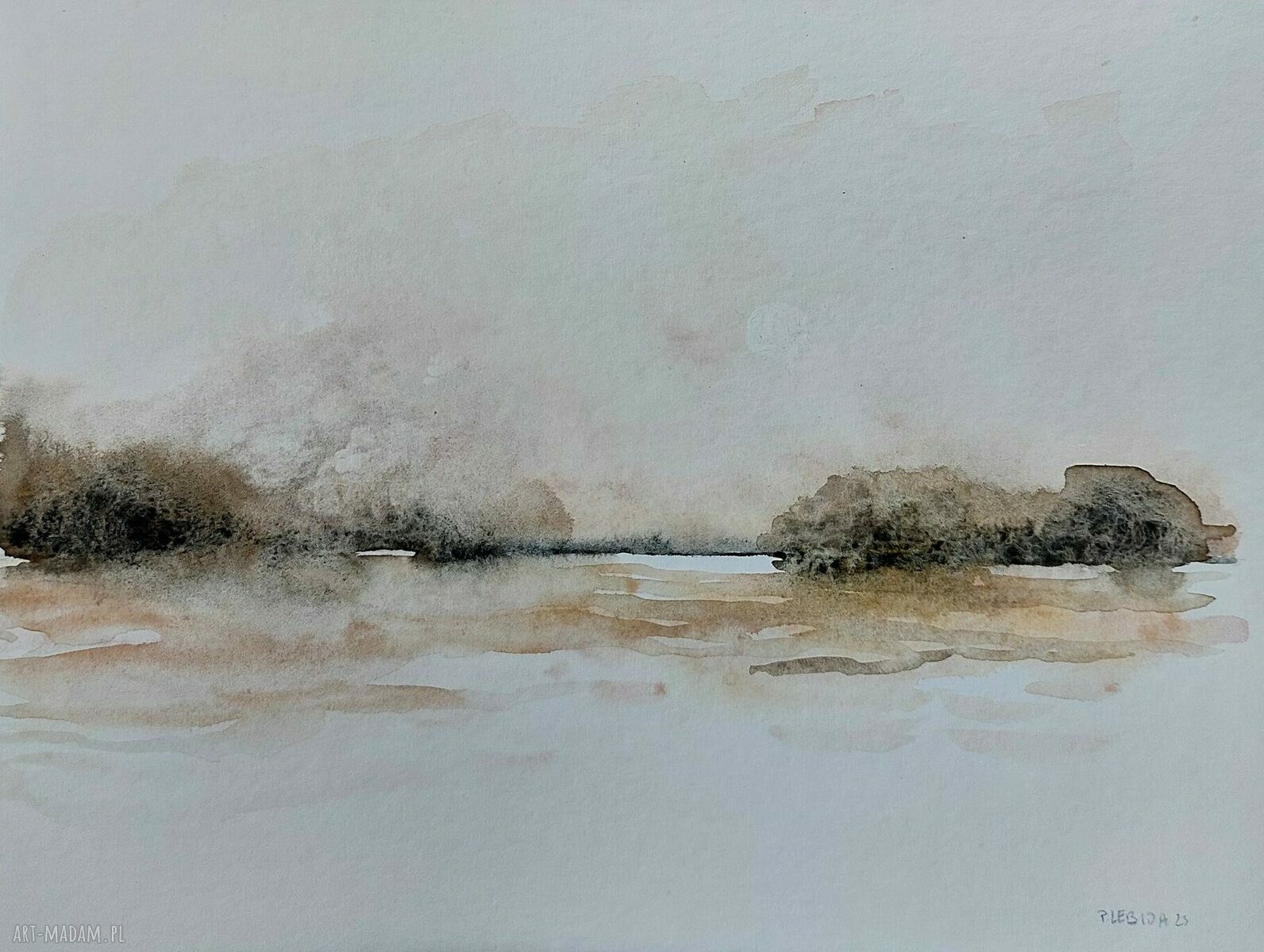 Pejzaż w brązach - akwarela 32/24 cm