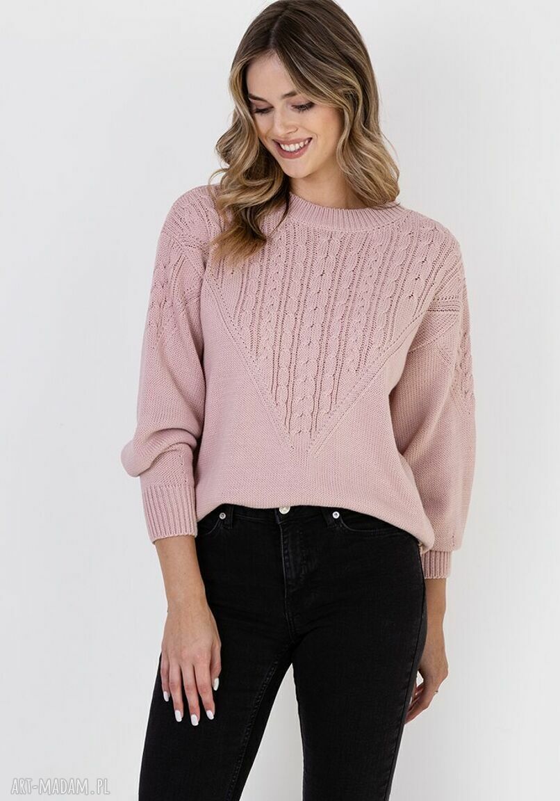 Sweter w charakterze bluzy - SWE322 pudrowy róż MKM