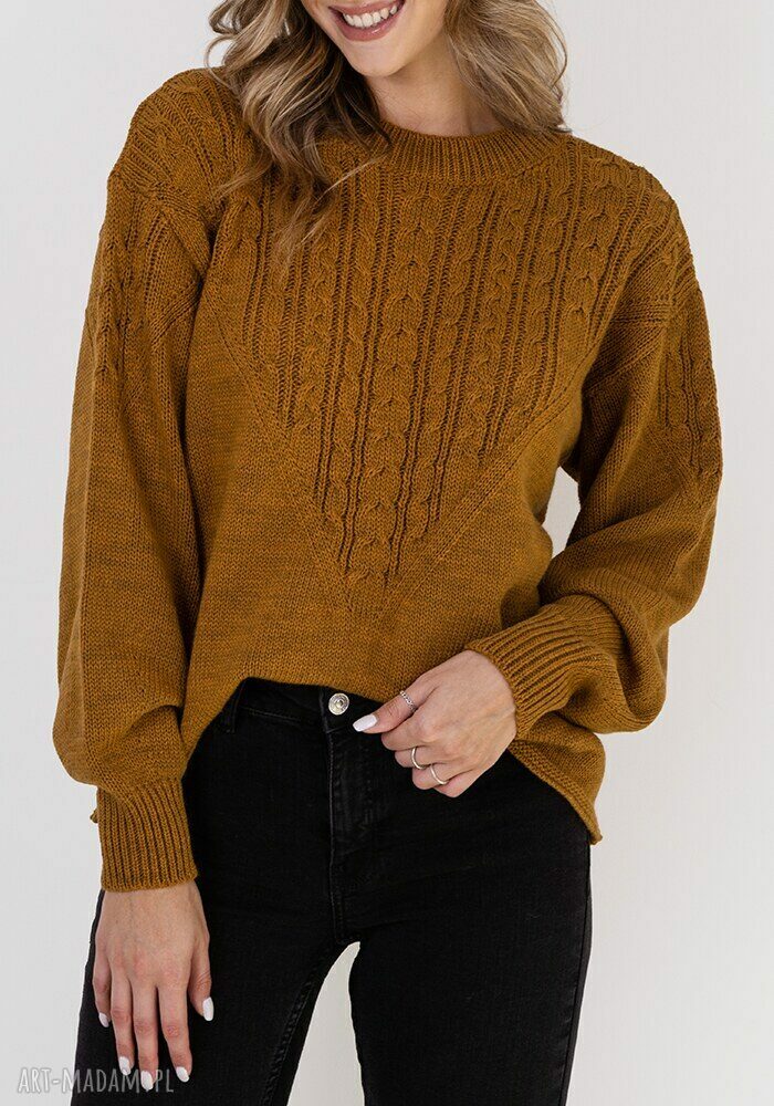 Sweter w charakterze bluzy - SWE322 miodowy MKM
