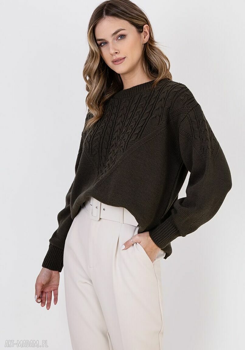 Sweter w charakterze bluzy - SWE322 zielony MKM