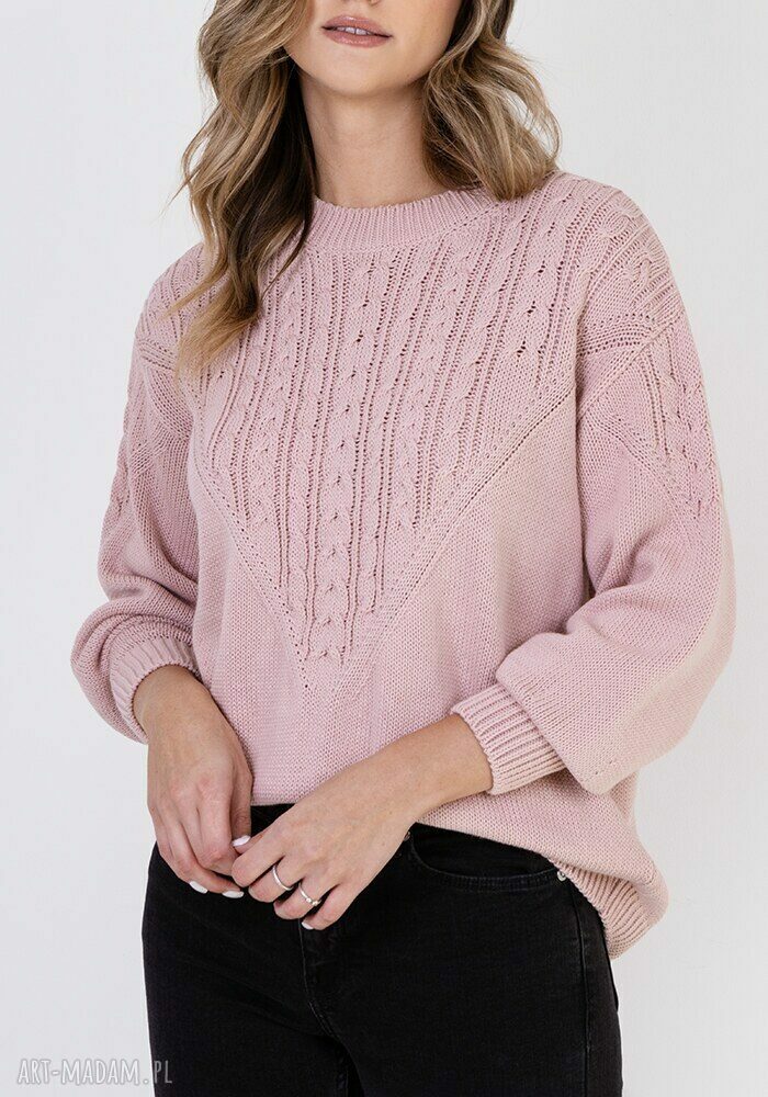 Sweter w charakterze bluzy - SWE322 pudrowy róż MKM