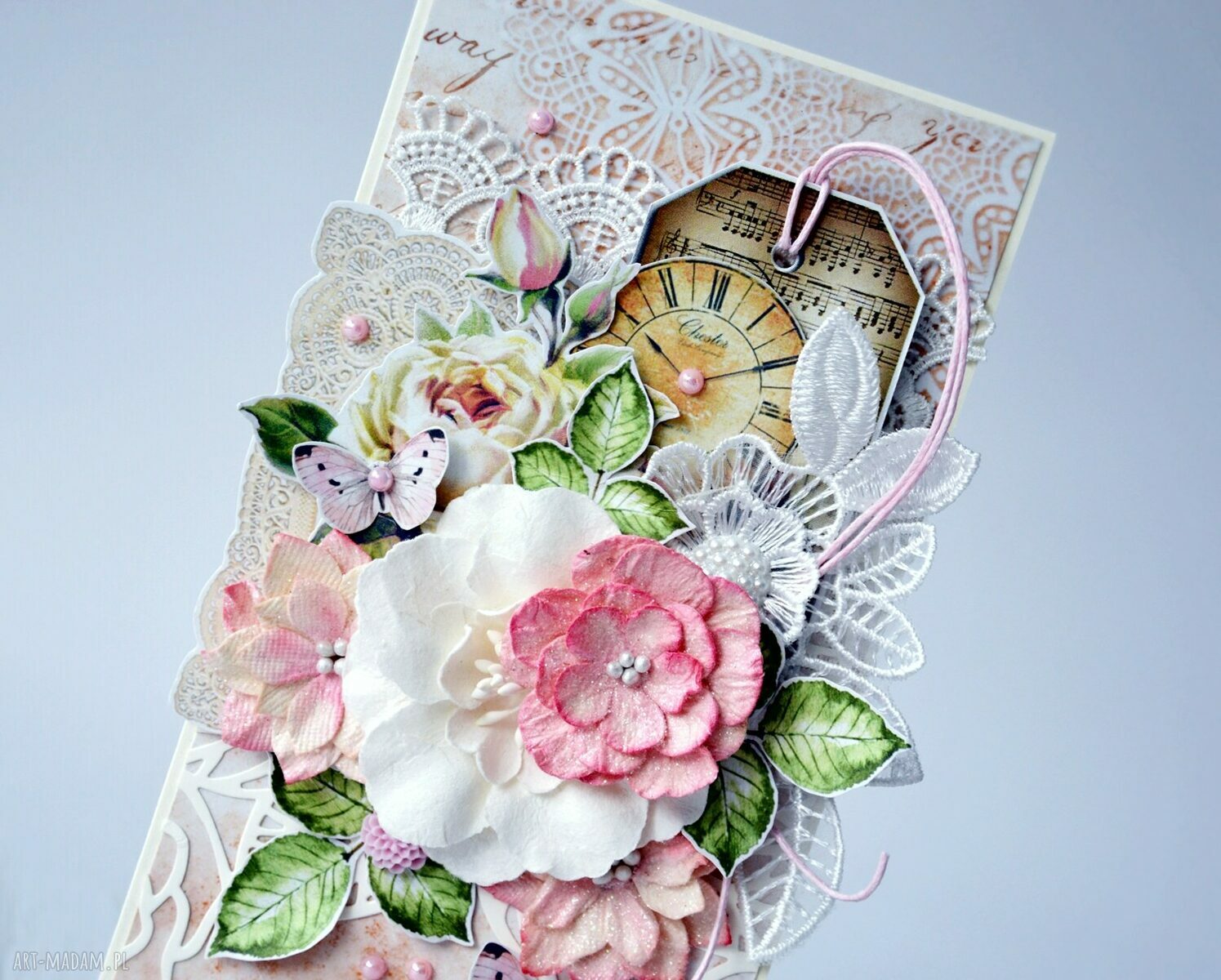scrapbooking kartki: W Dniu Ślubu najpiekniejsze życzenia kartka ręcznie robiona Handmade